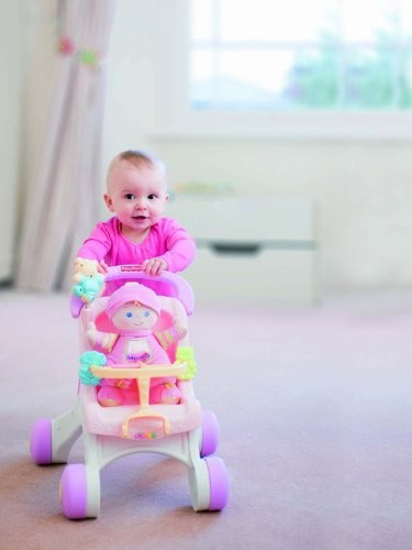 fisher price stroll along walker & baby's first doll gift set