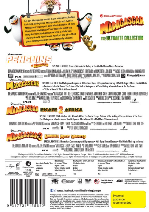 madagascar and penguins of madagascar 4 movie collection dvd