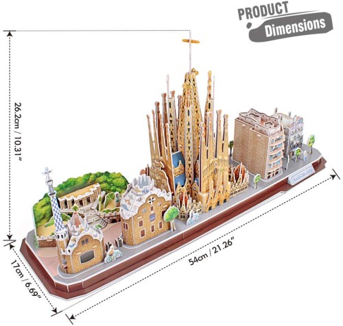 Cubic Fun City Line: Barcelona 3D Jigsaw Puzzle, 186 Piece