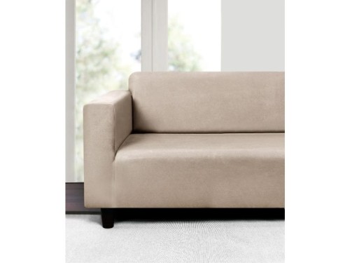 Sherwood Home Premium Faux Suede Couch Sofa Cover, 2 Seater (Cream)