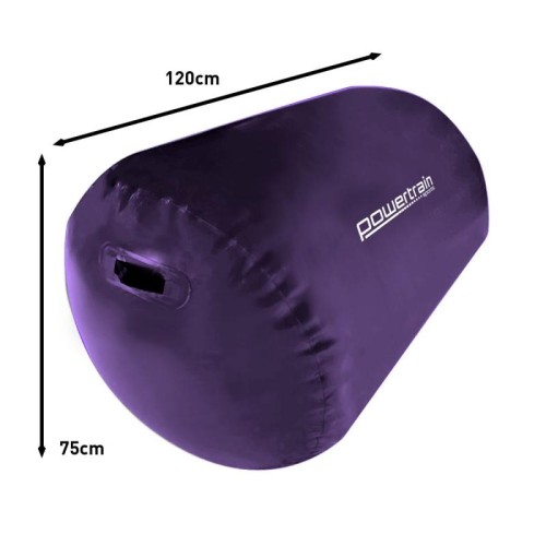 Powertrain Inflatable Gymnastics Air Barrel Exercise Roller (Purple) - 120 x 75cm