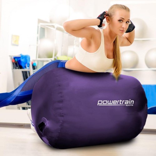 Powertrain Inflatable Gymnastics Air Barrel Exercise Roller (Purple) - 120 x 75cm