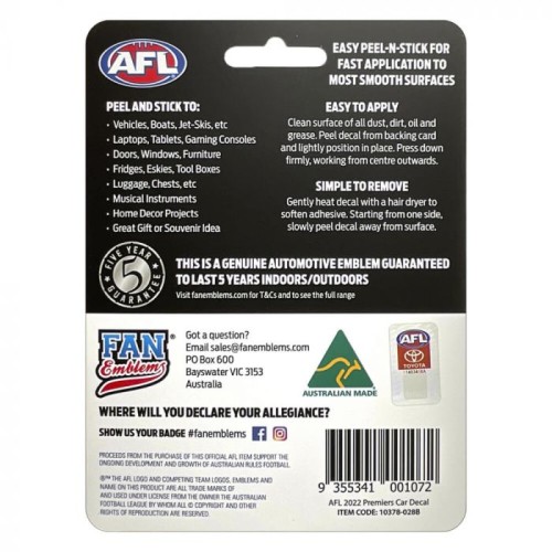 Fan Emblems AFL Geelong 2022 Premiership Logo Decal Buy Online At 